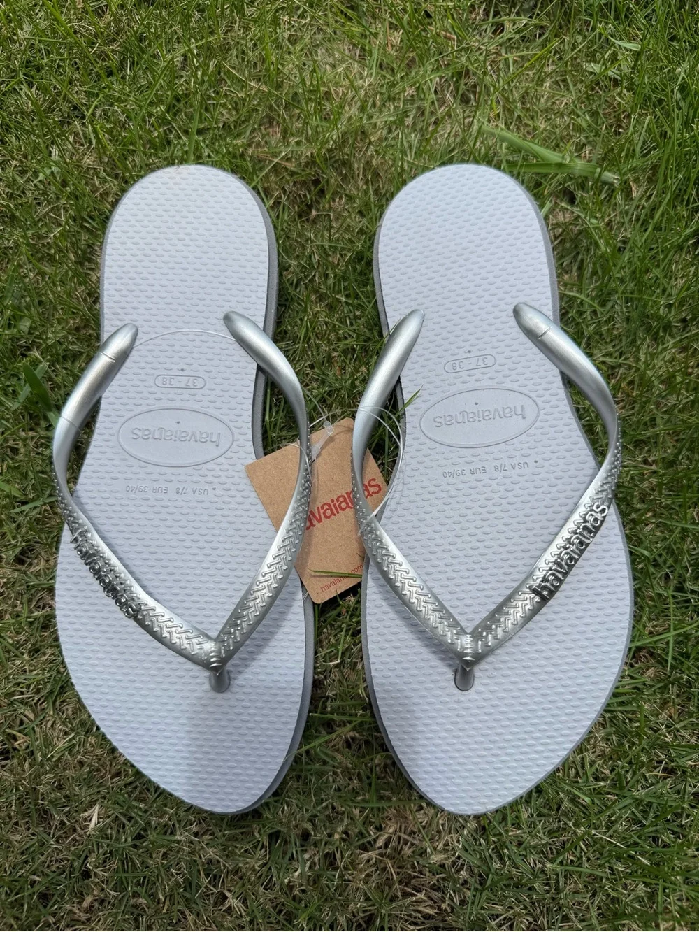 Havaianas Silver Flip Flops with Silver Straps - Picture 2 of 2